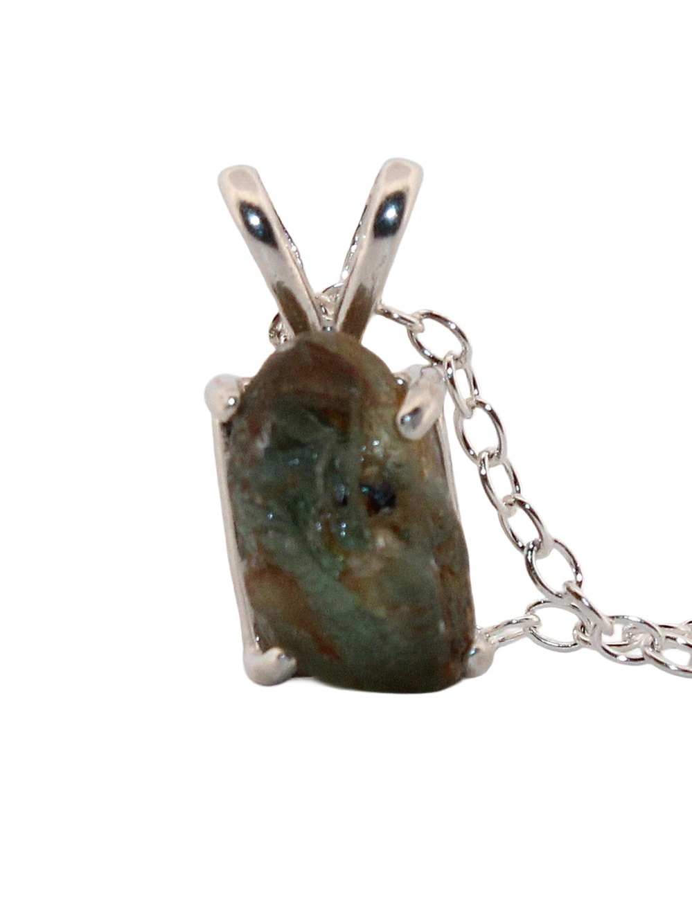 Unique Natural Rough 3.11ct Dark Blue Montana Sapphire Sterling Silver Necklace - Picture 2 of 8